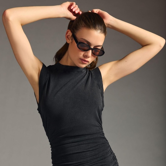 Brand New DAILY PRACTICE BY ANTHROPOLOGIE SLEEVELESS RUCHED MINI DRESS - Picture 6 of 14